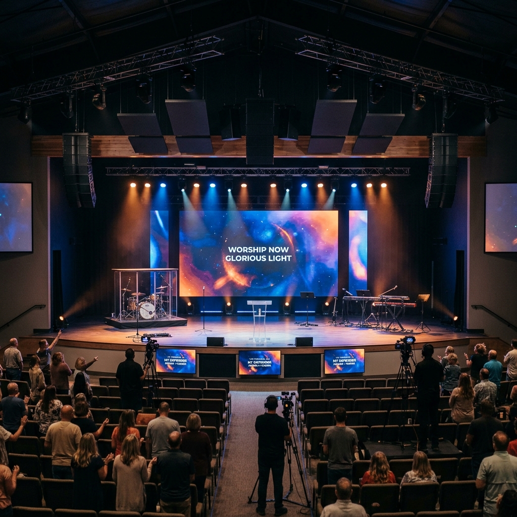 Church sanctuary AV and LED system