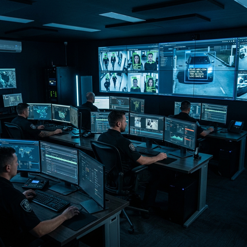 AI-powered surveillance analytics with face detection and license plate recognition